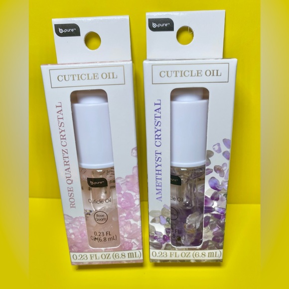 B Pure Amethyst Crystal & Rose Quartz Cuticle Oil  Vitamin E Set Of 2 - Picture 1 of 2